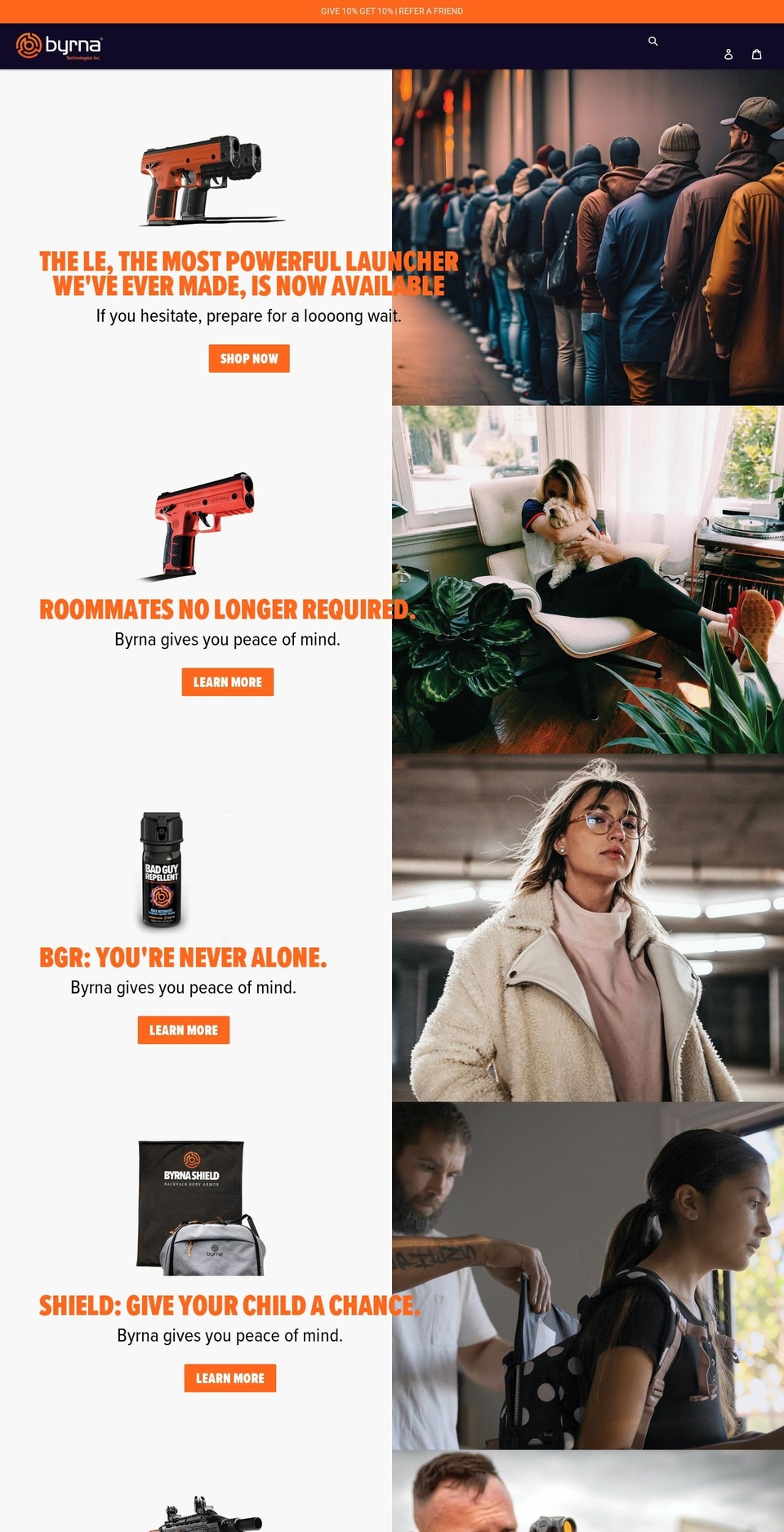 byrna.com shopify website screenshot