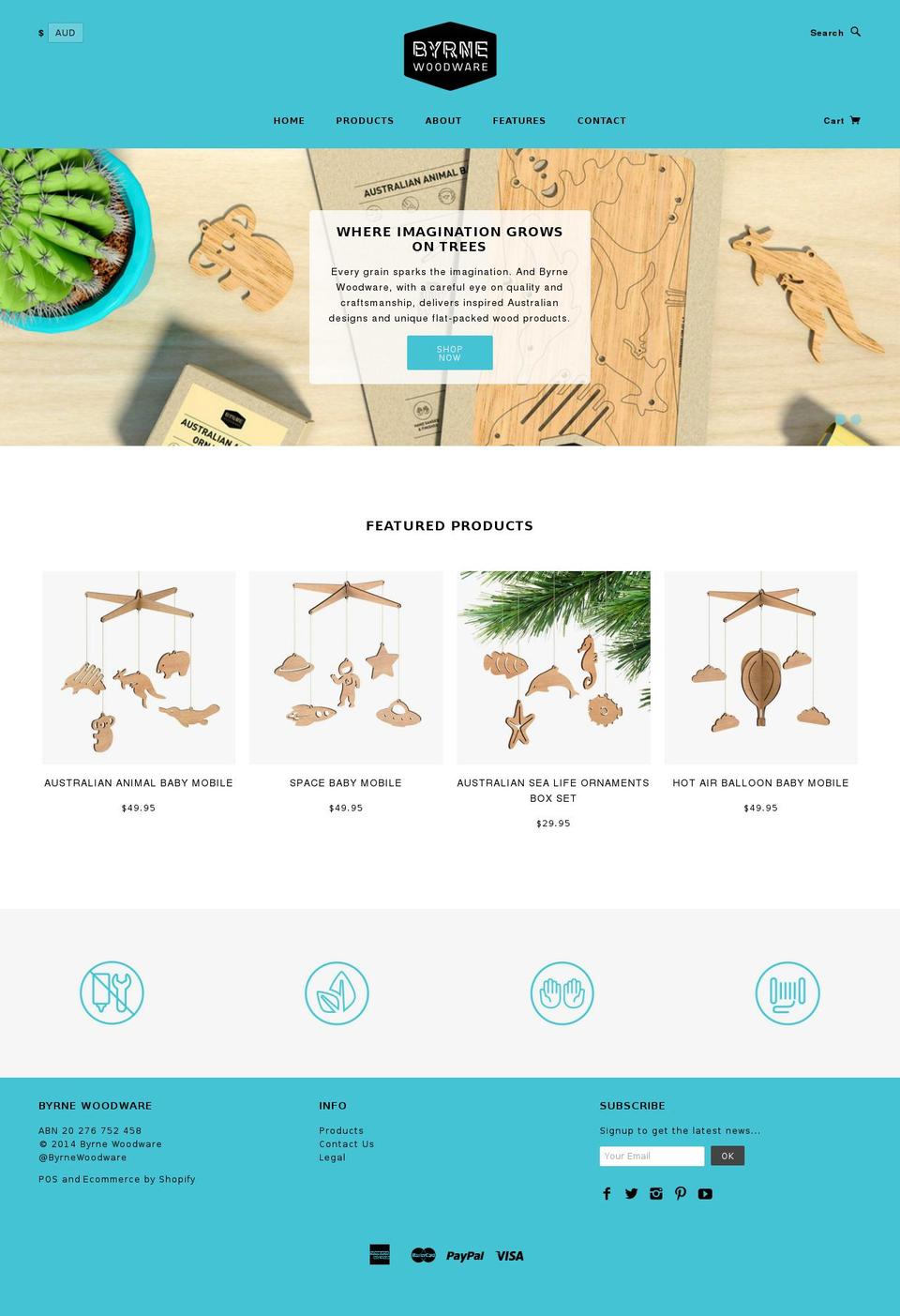 byrnewoodware.com shopify website screenshot