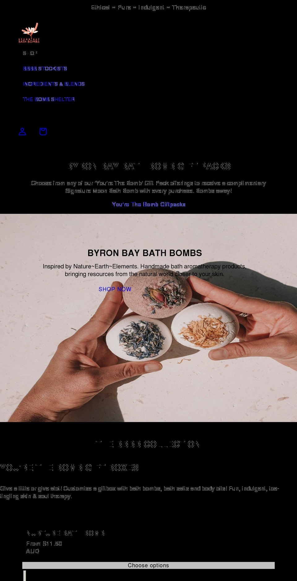 byronbaybathbombs.com shopify website screenshot