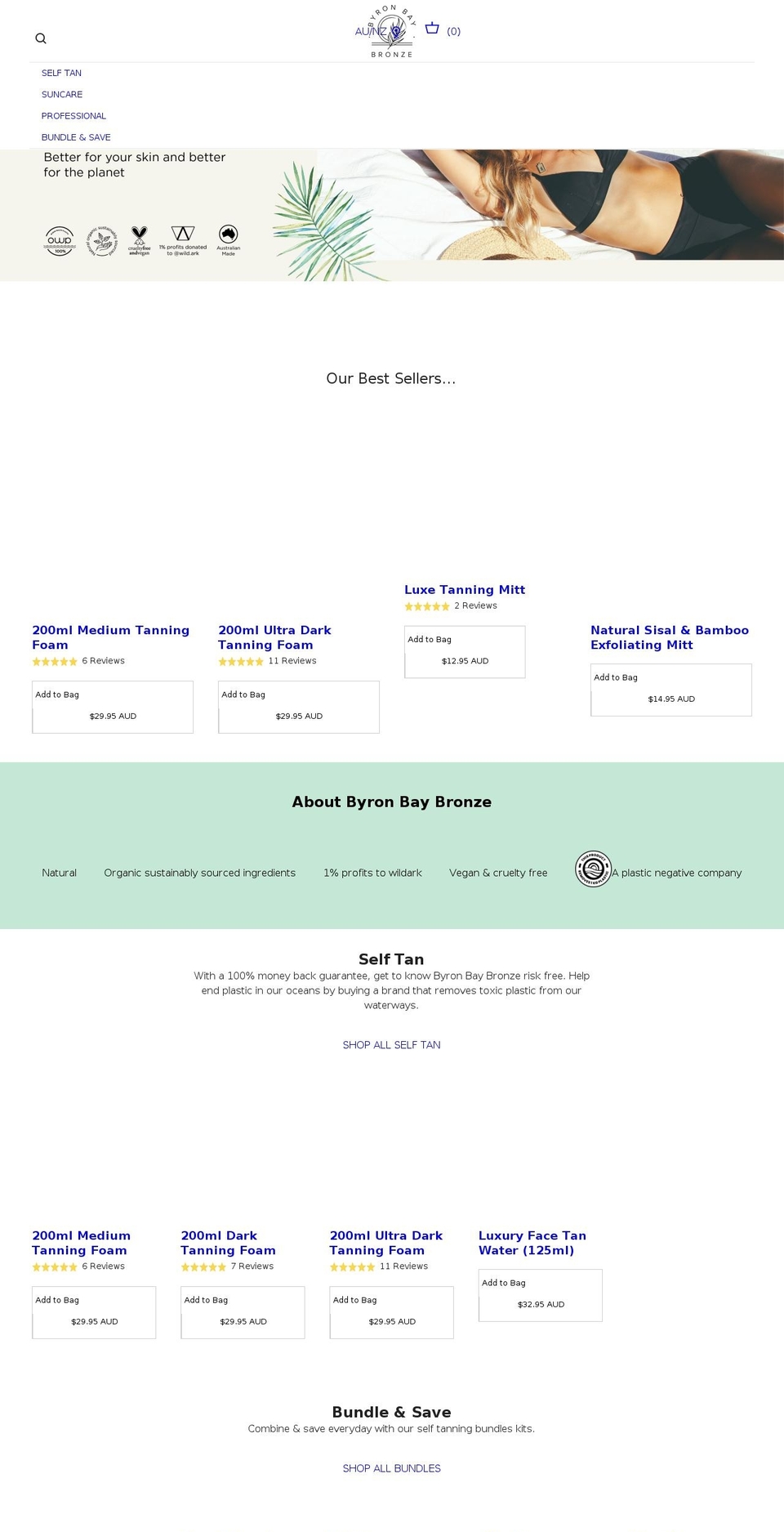 byronbaybronze.com.au shopify website screenshot