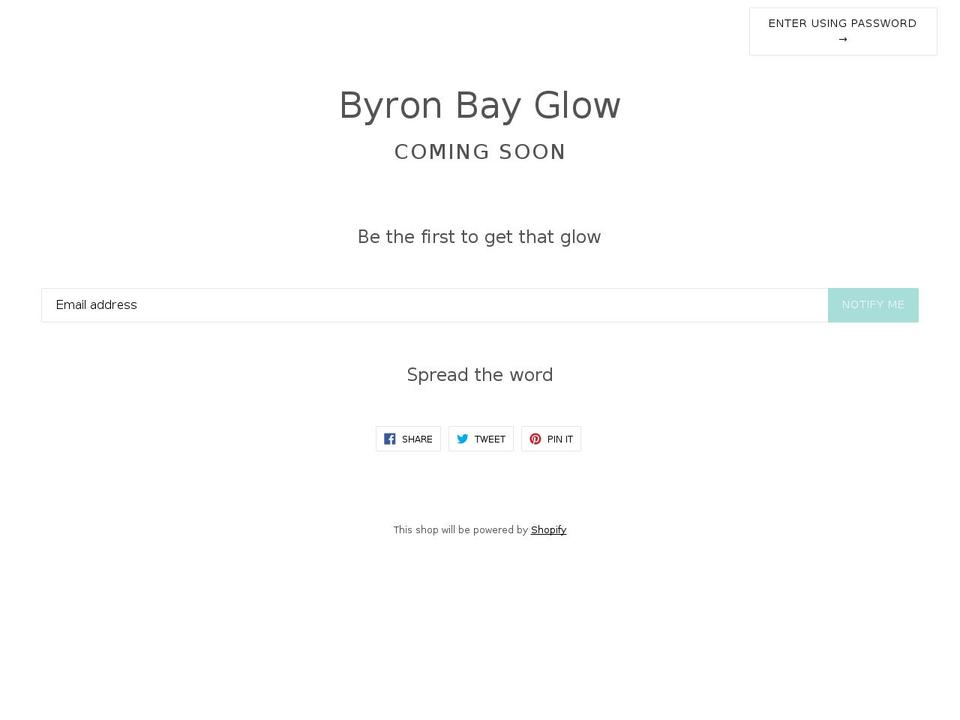 byronbayglow.com — Shopify storefront screenshot
