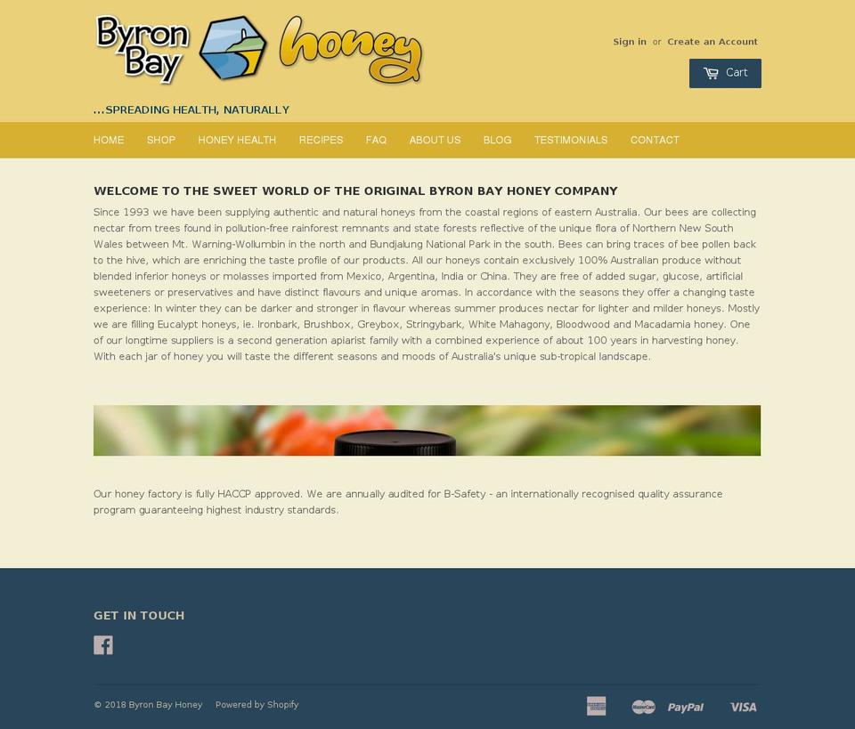 byronbayhoney.com.au shopify website screenshot