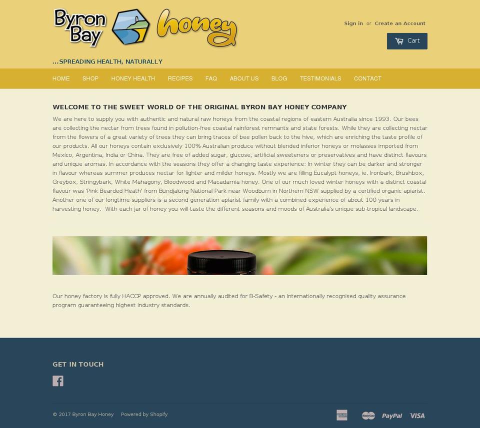 byronbayhoney.com shopify website screenshot