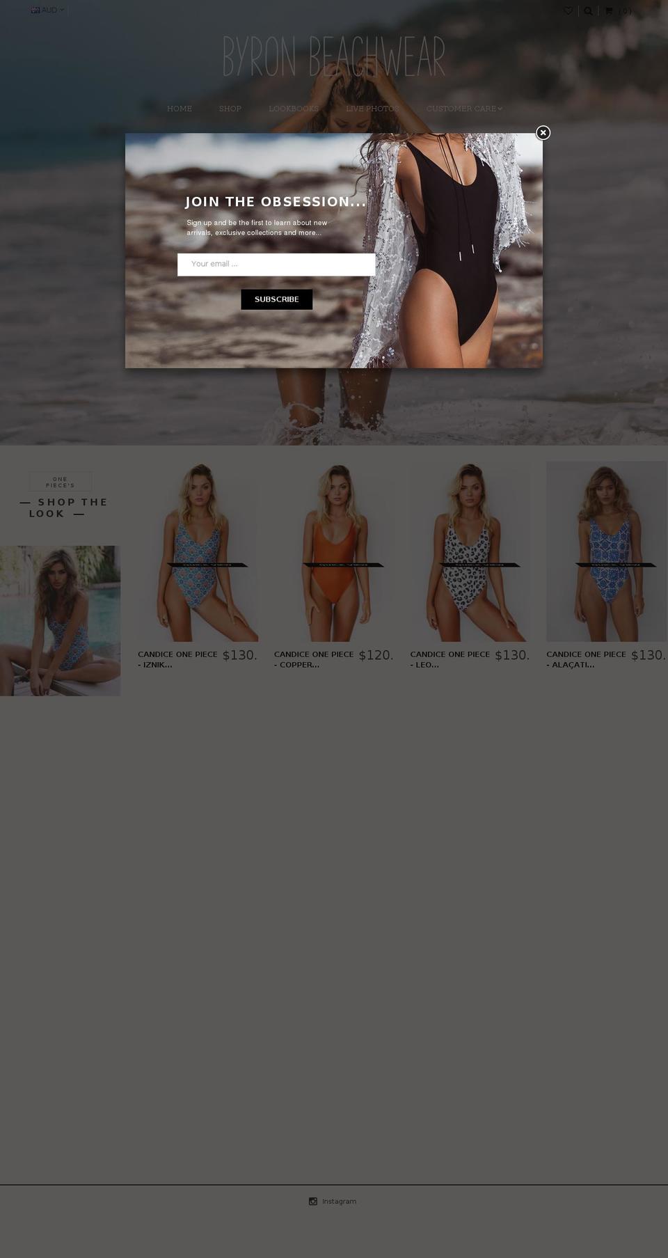 byronbeachwear.com shopify website screenshot