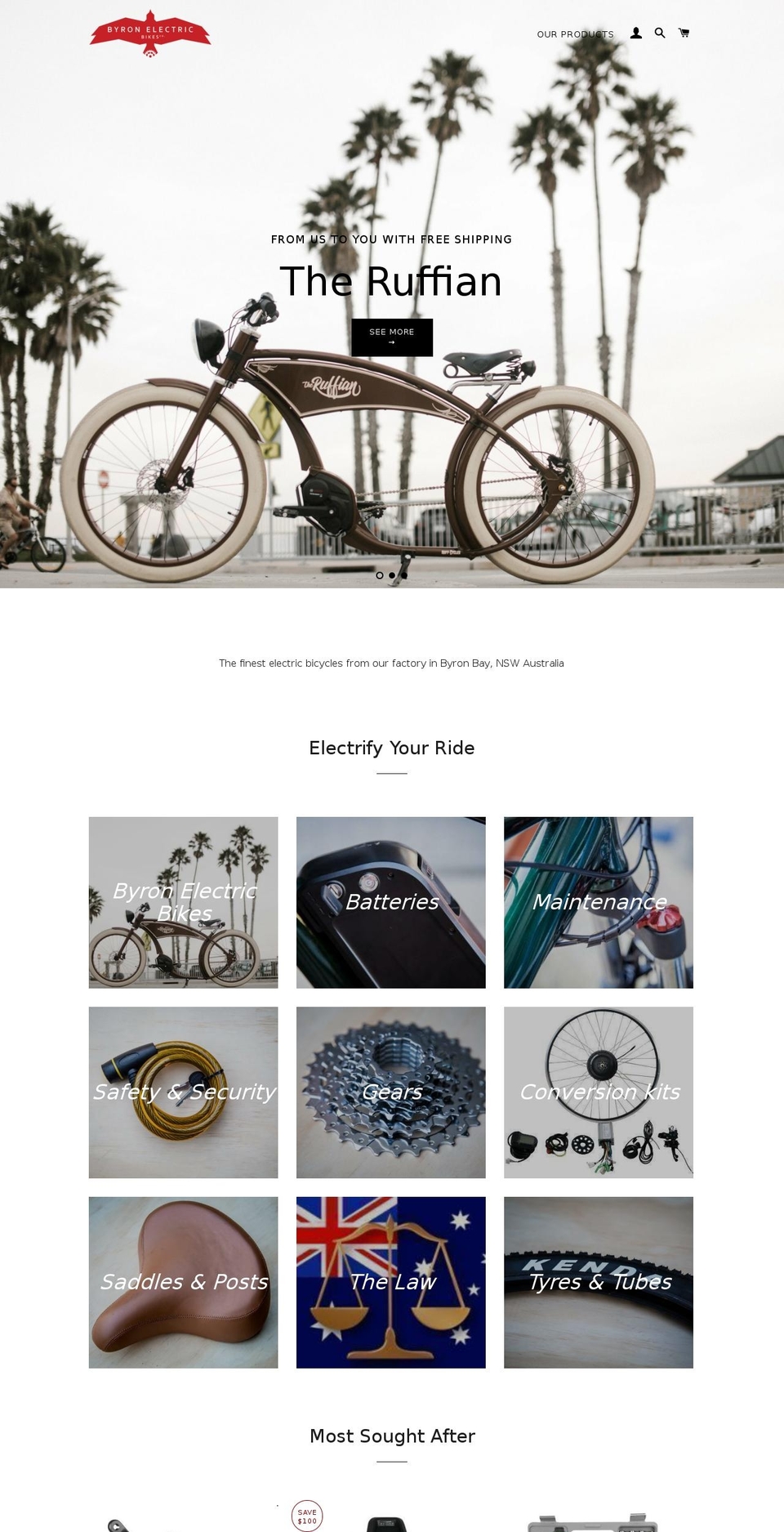 byronelectricbikes.com — Shopify storefront screenshot