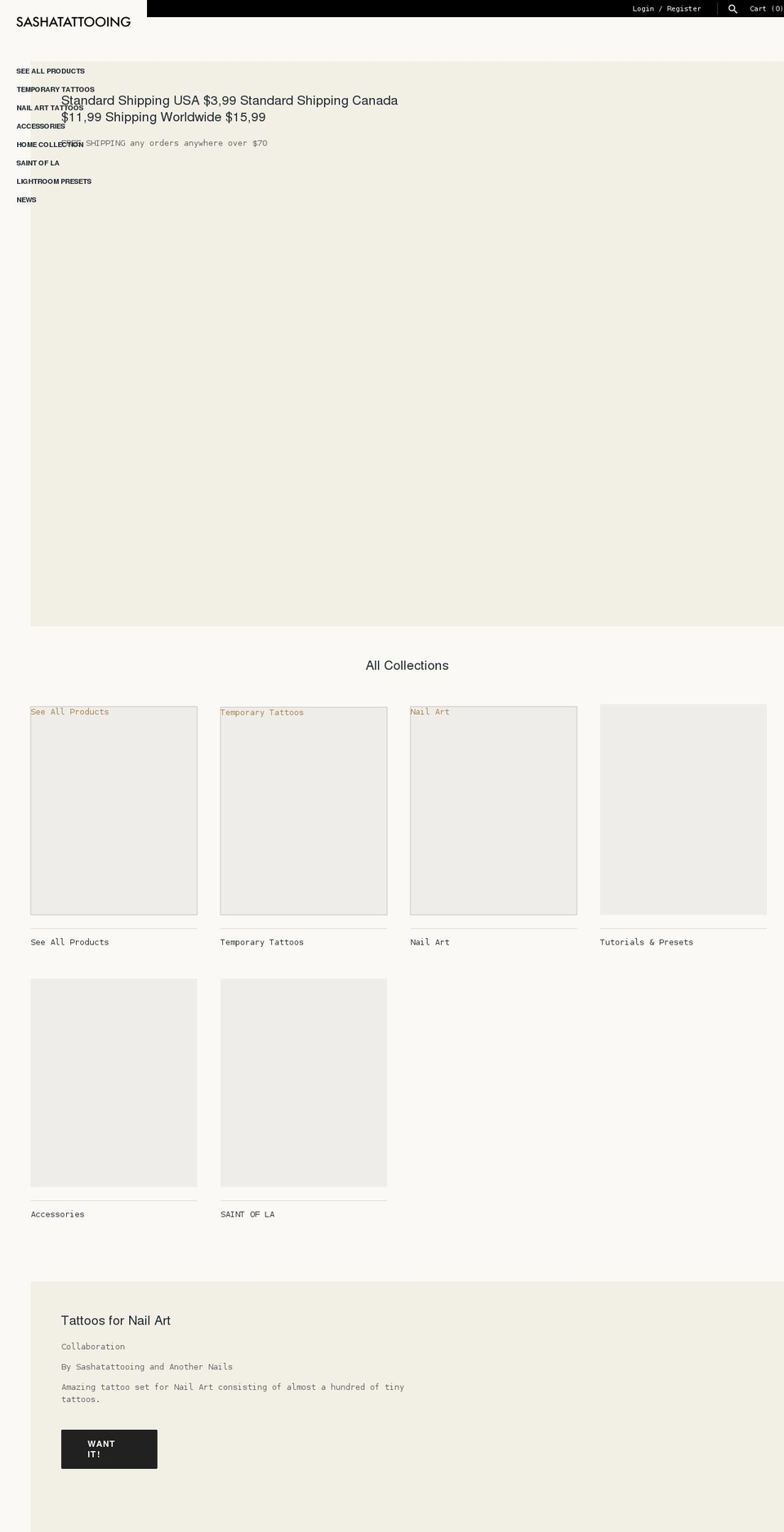 bysashatattooing.com shopify website screenshot