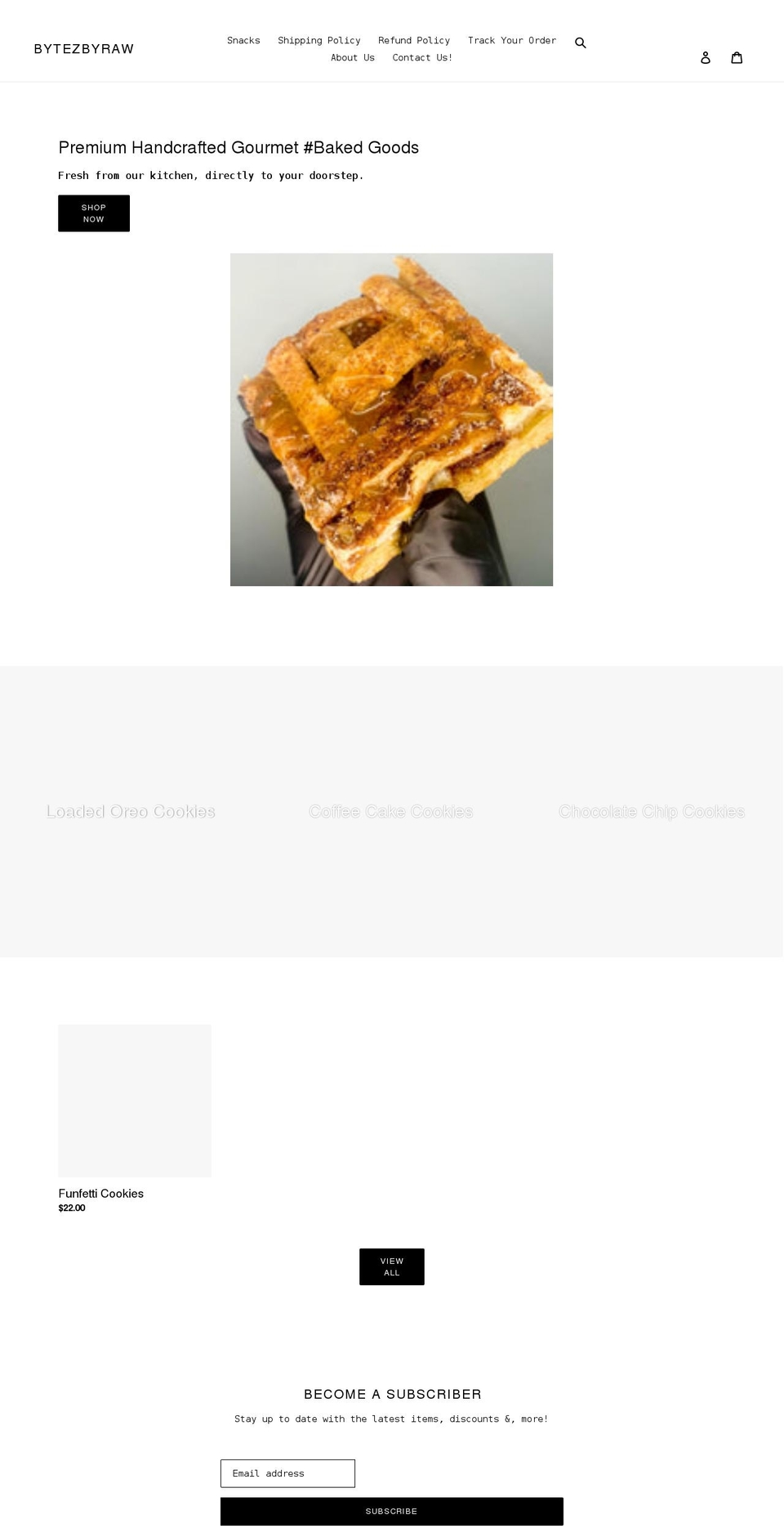 bytezbyraw.com shopify website screenshot