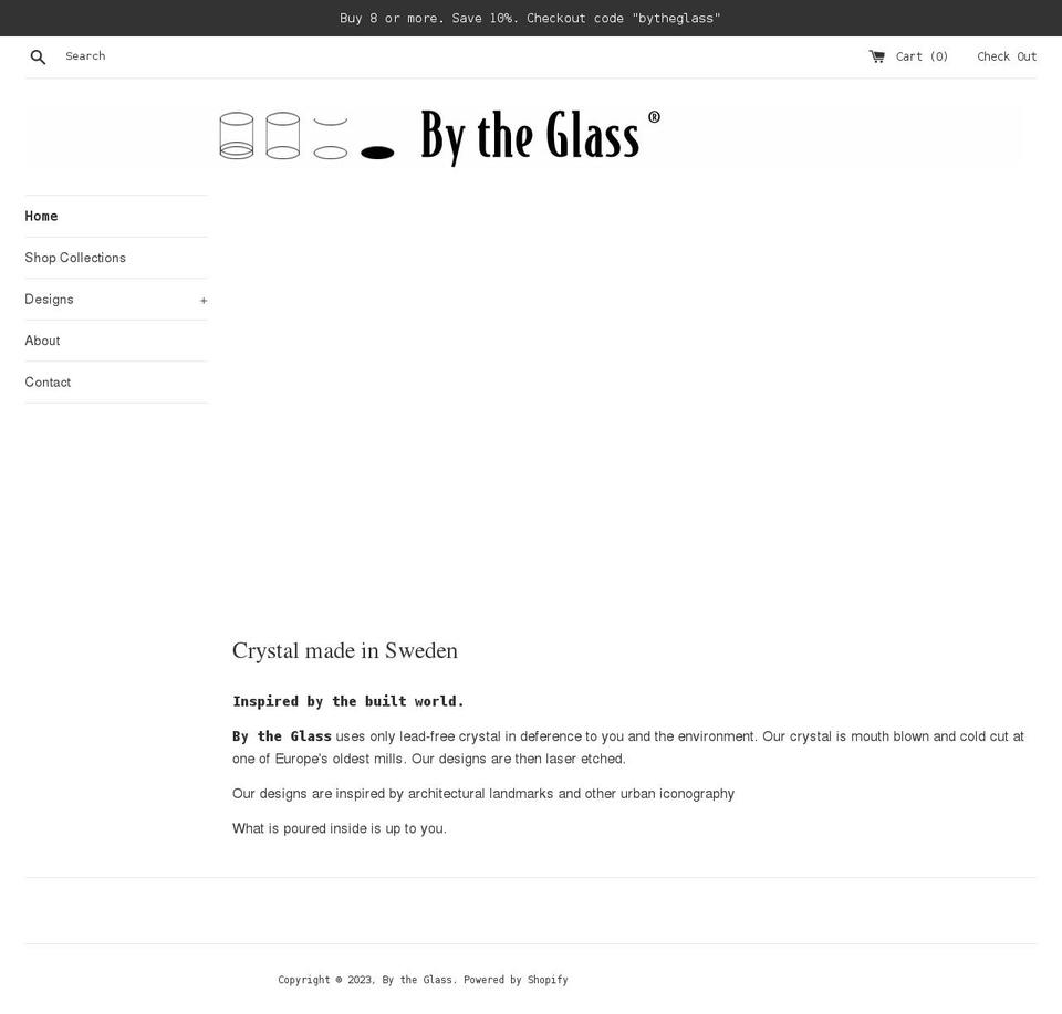 bytheglass.com shopify website screenshot