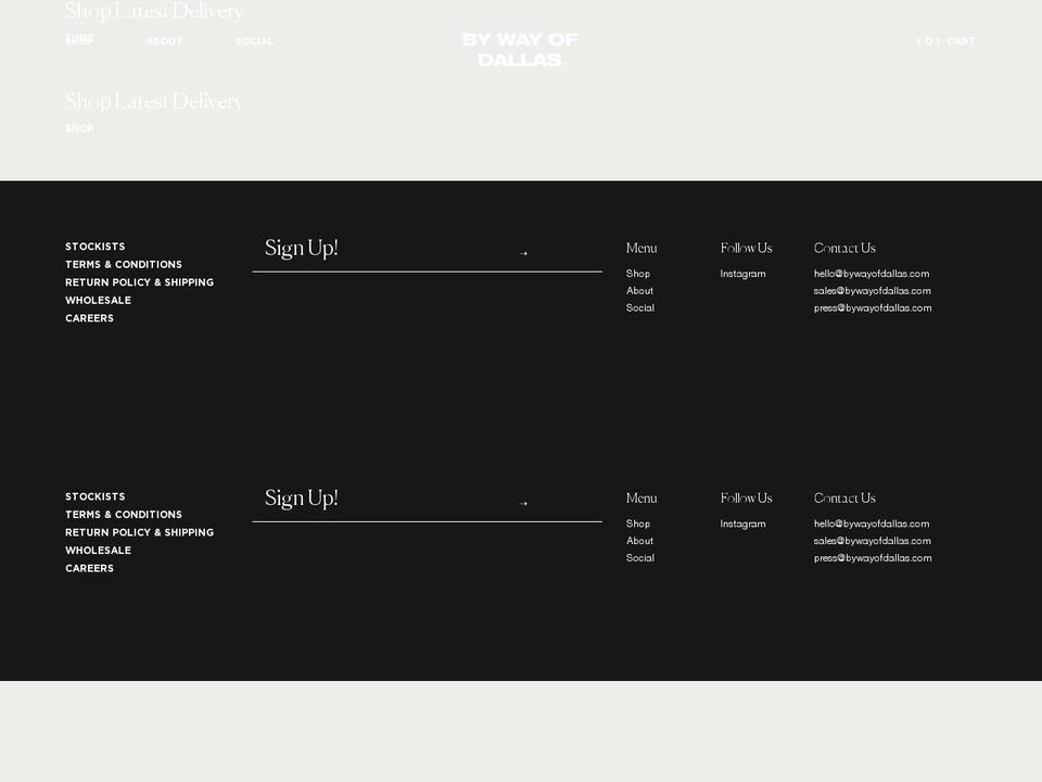 bywayofdallas.com — Shopify storefront screenshot