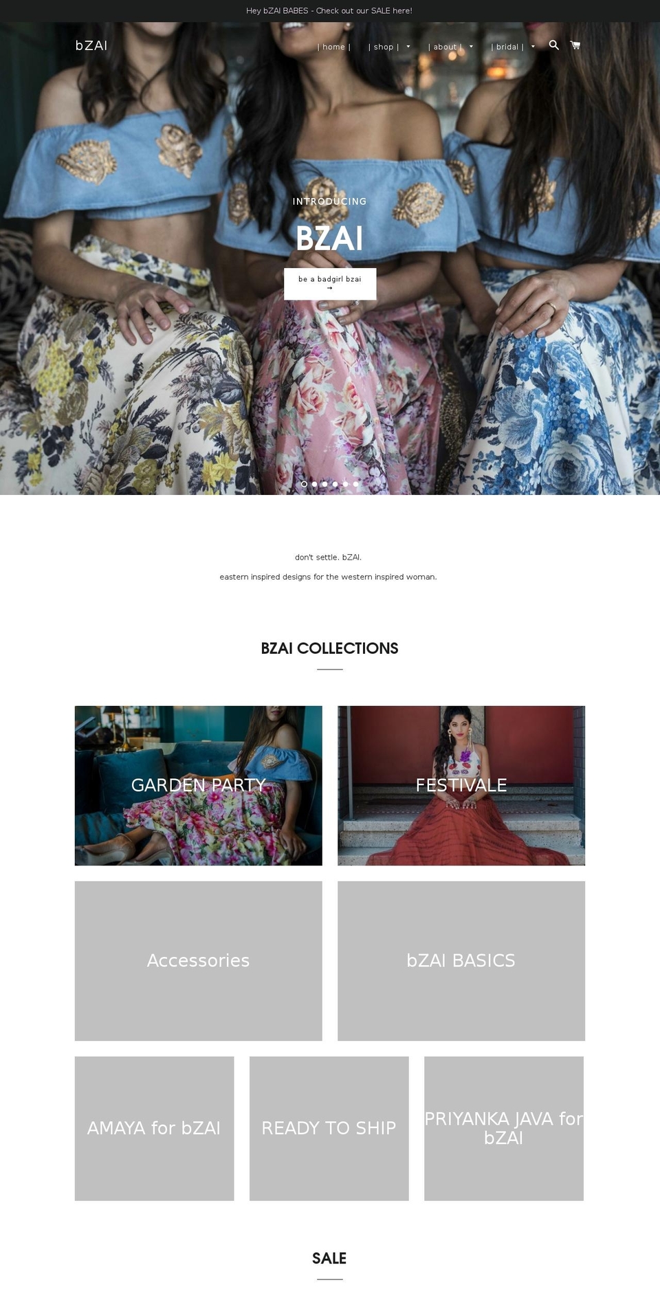 bzaibynatashaarora.com — Shopify storefront screenshot