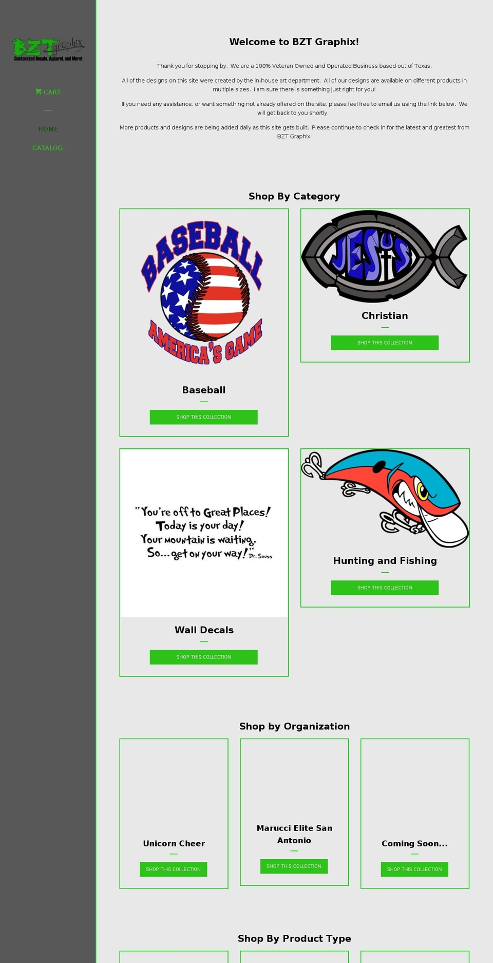 bztgraphix.com — Shopify storefront screenshot