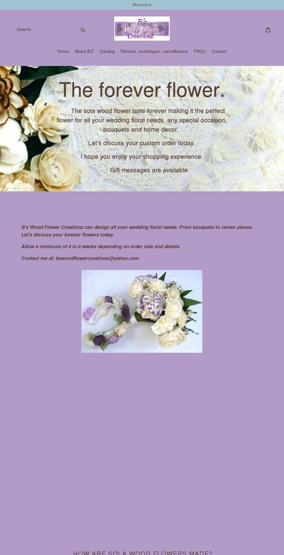 bzwoodflowercreationz.com shopify website screenshot