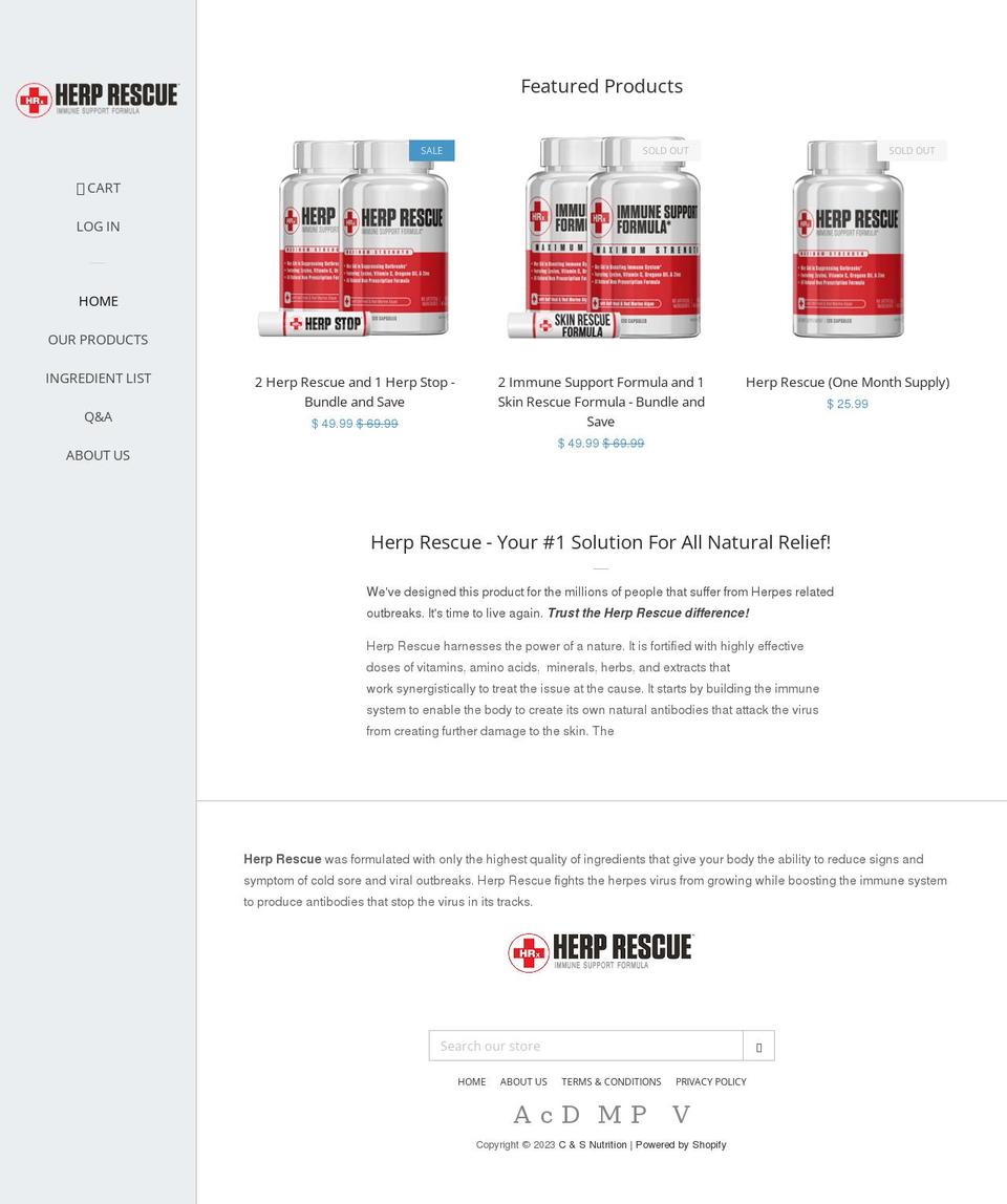 c-s-nutrition.myshopify.com shopify website screenshot
