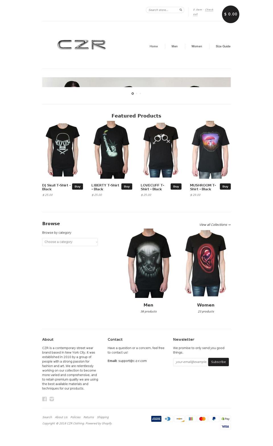 c-z-r.com shopify website screenshot