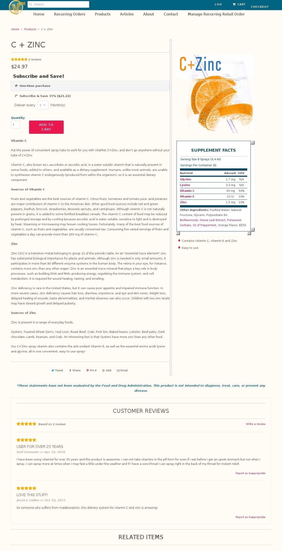 c-zinc.com shopify website screenshot