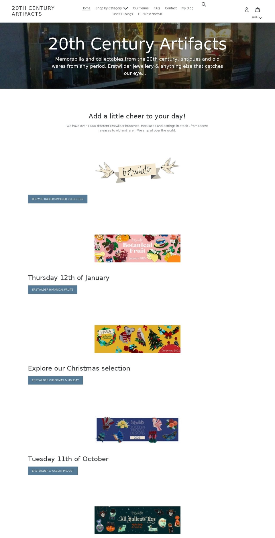 c20artifacts.com shopify website screenshot