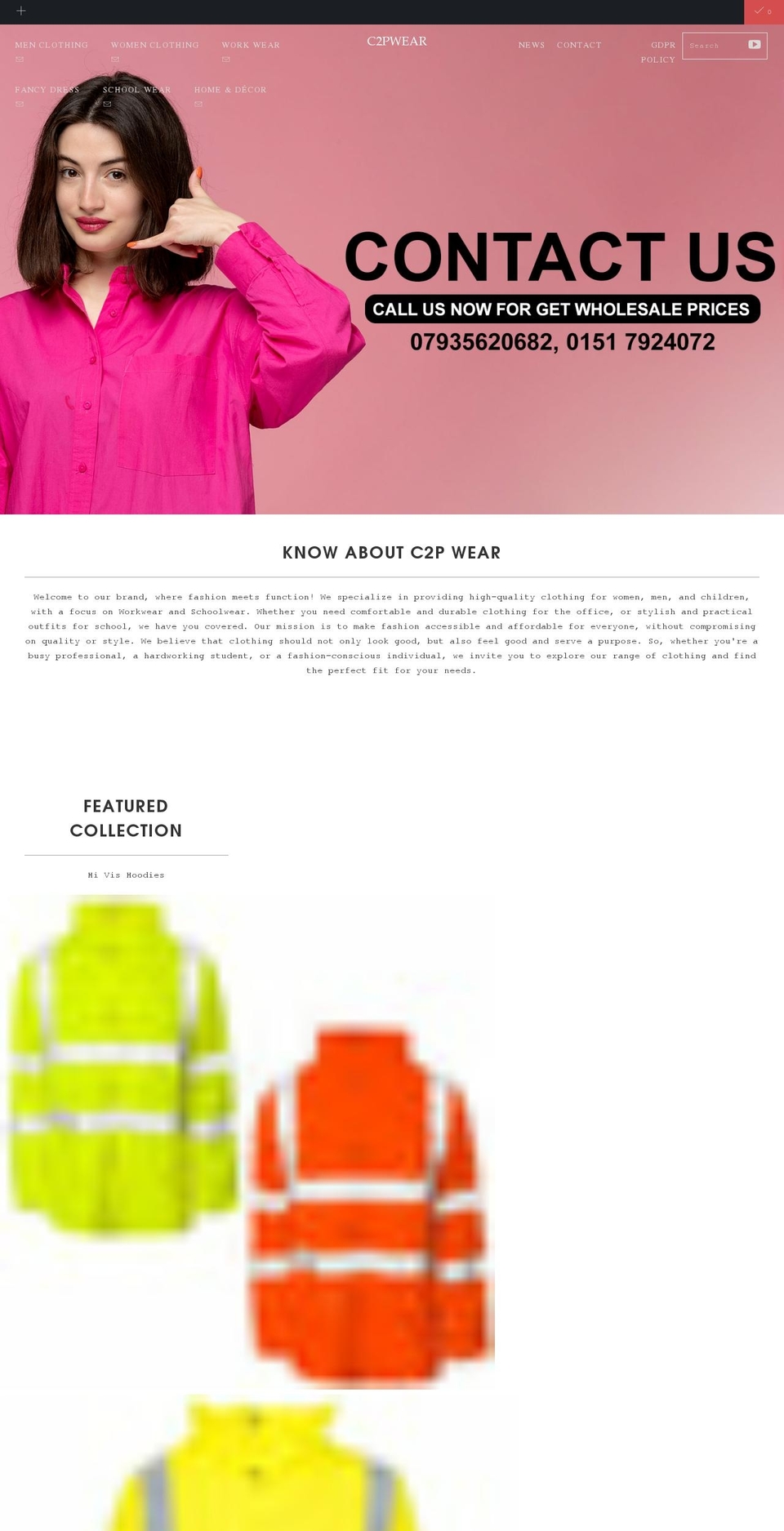 c2pwear.com shopify website screenshot