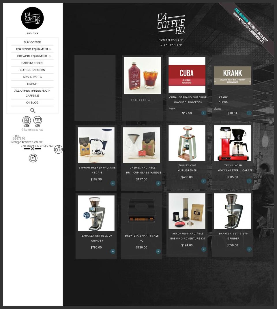 c4roastery.co.nz shopify website screenshot