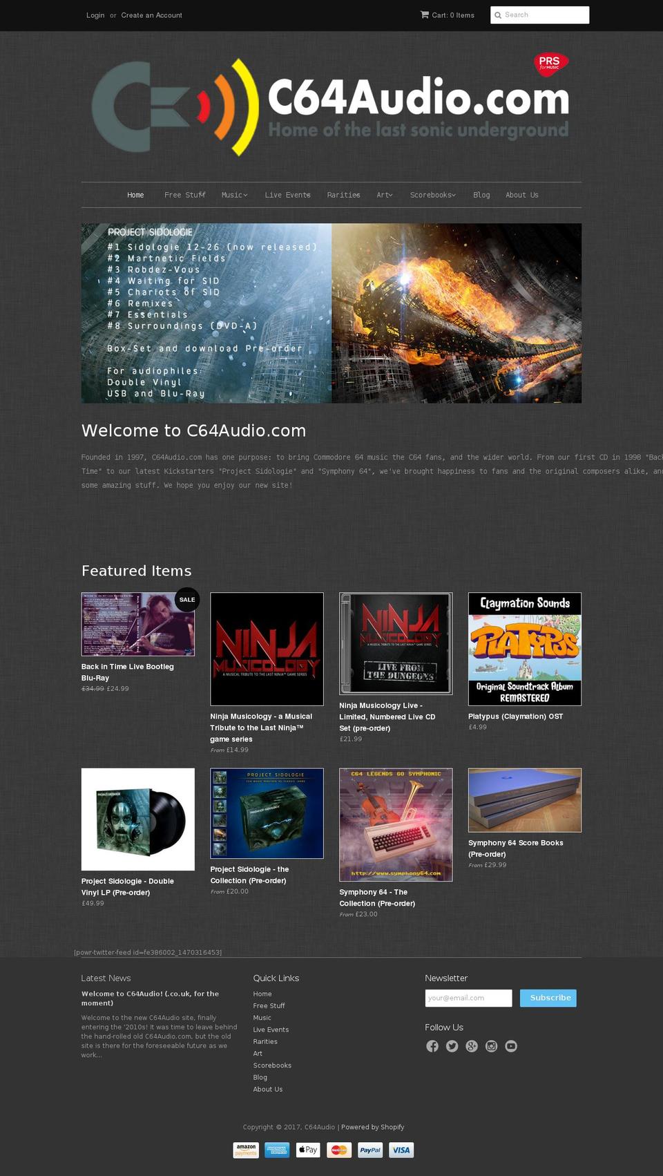 c64audio.com shopify website screenshot
