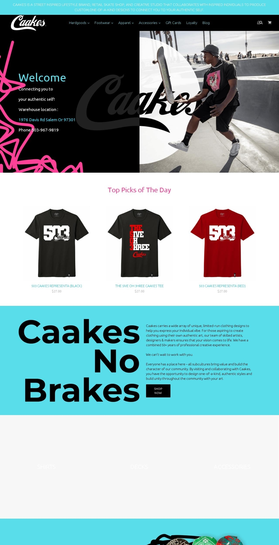 caakesunltd.com — Shopify storefront screenshot