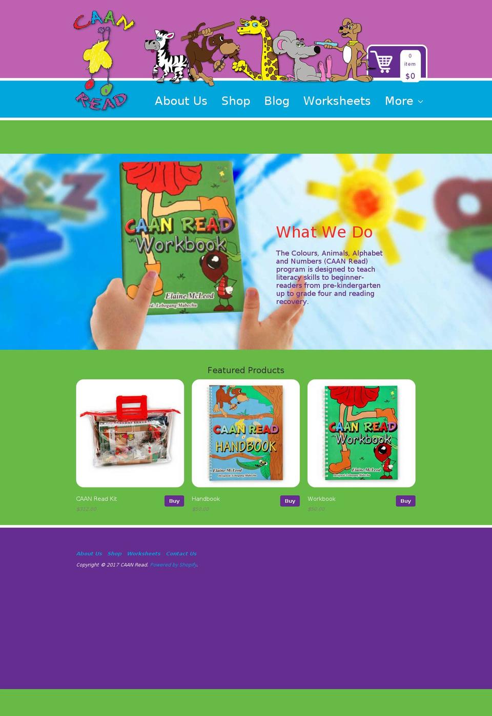 caanread.com shopify website screenshot