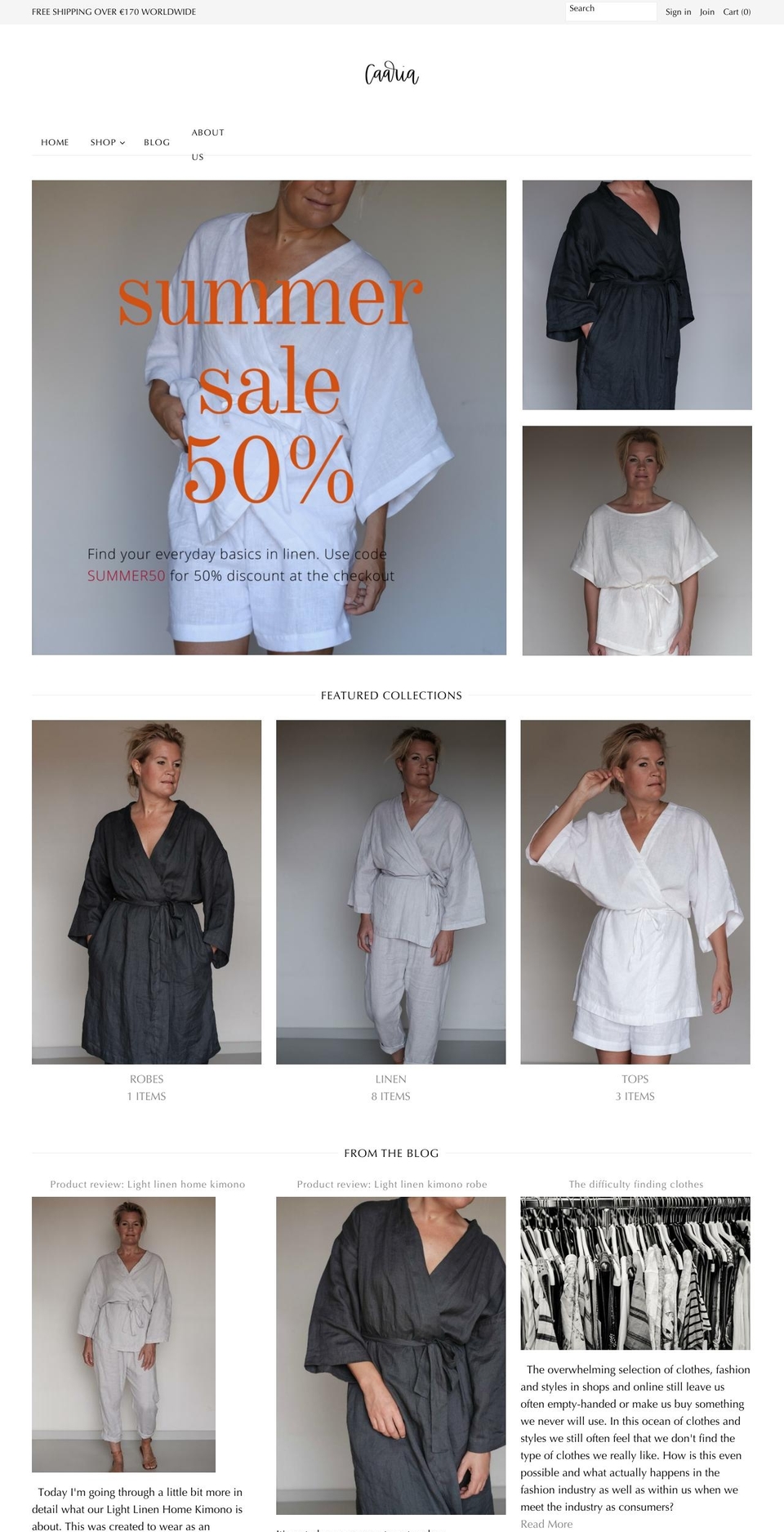 caaria.com shopify website screenshot