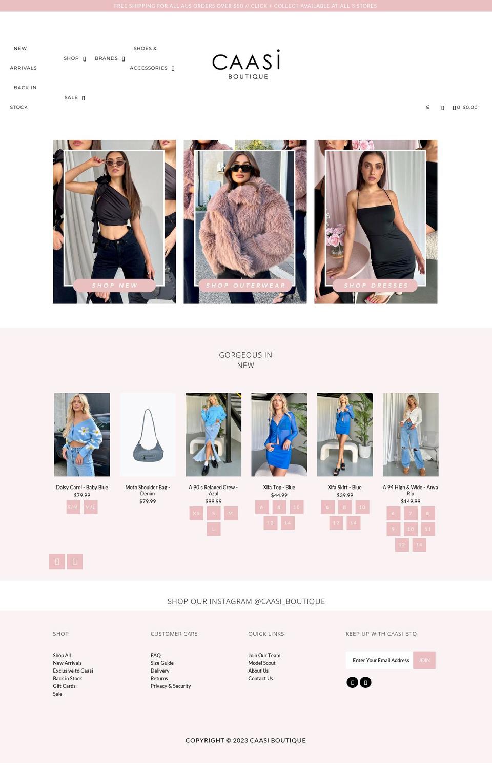 caasiboutique.com.au shopify website screenshot