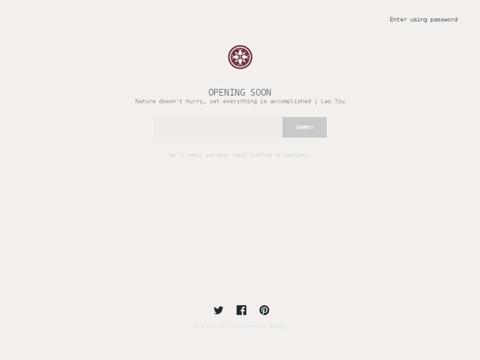 cabalcrafted.com shopify website screenshot