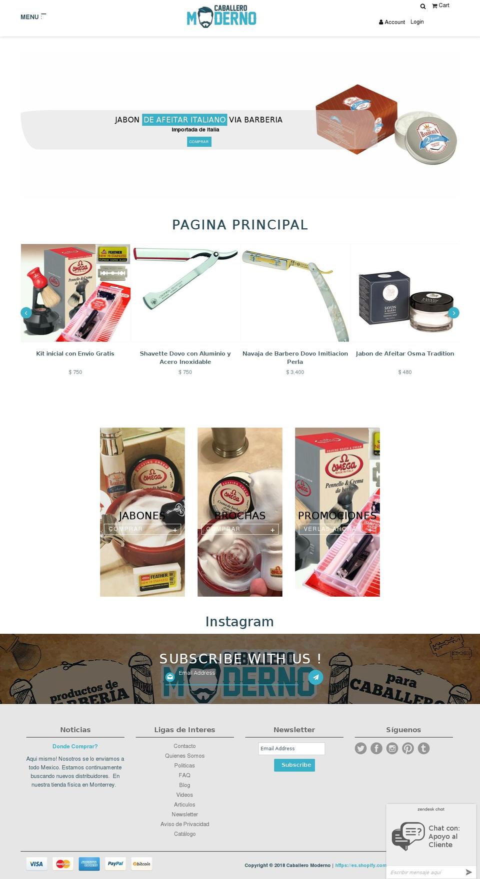 caballeromoderno.com — Shopify storefront screenshot