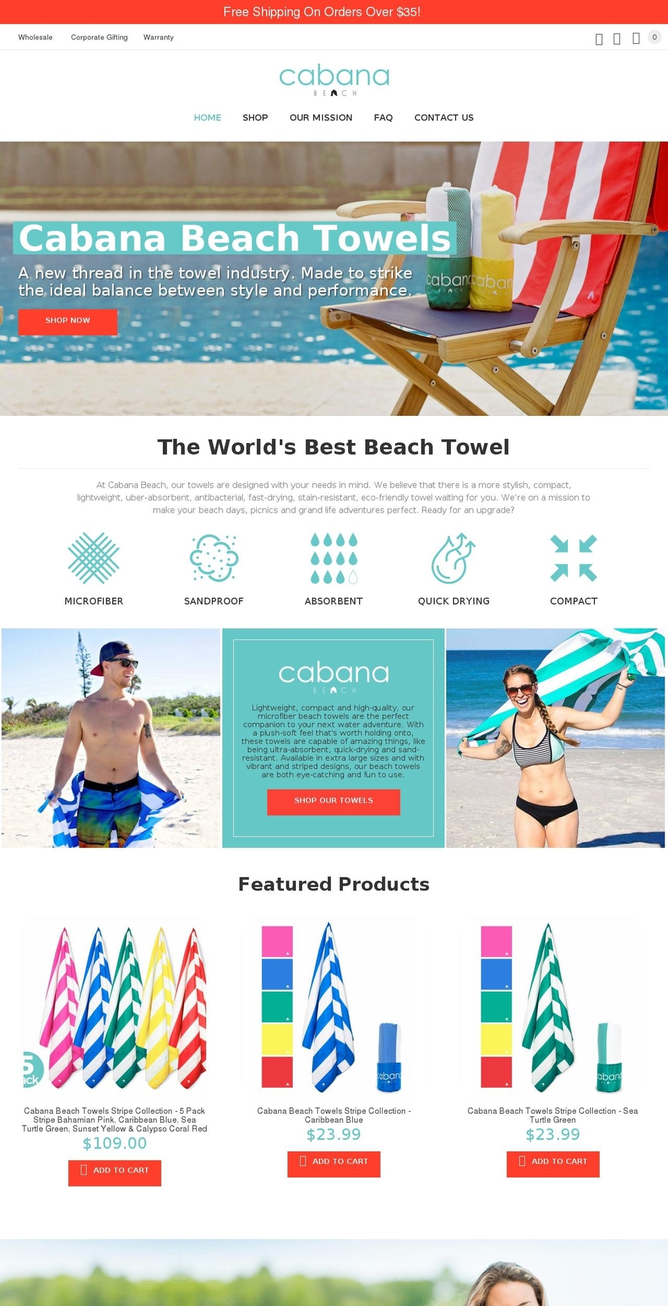 cabanabeachtowels.com shopify website screenshot