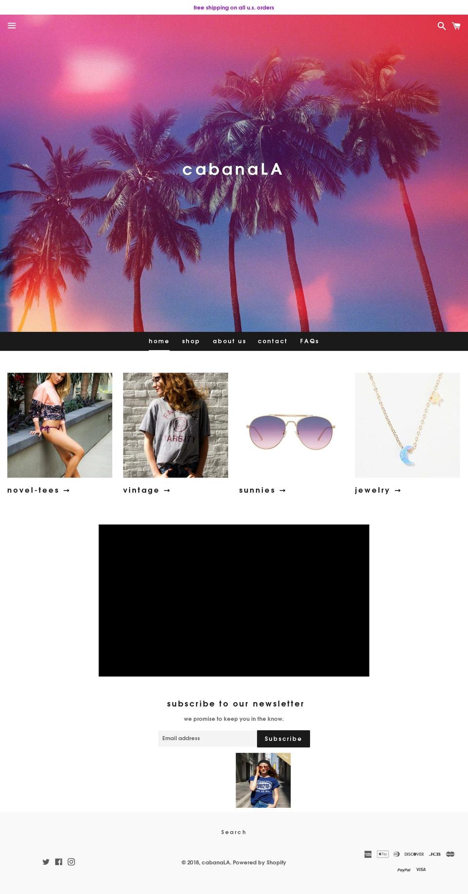 cabanadtla.com — Shopify storefront screenshot