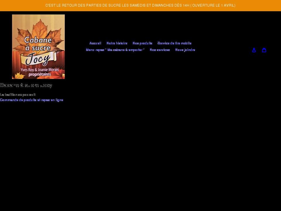 cabaneasucrejocy.com shopify website screenshot