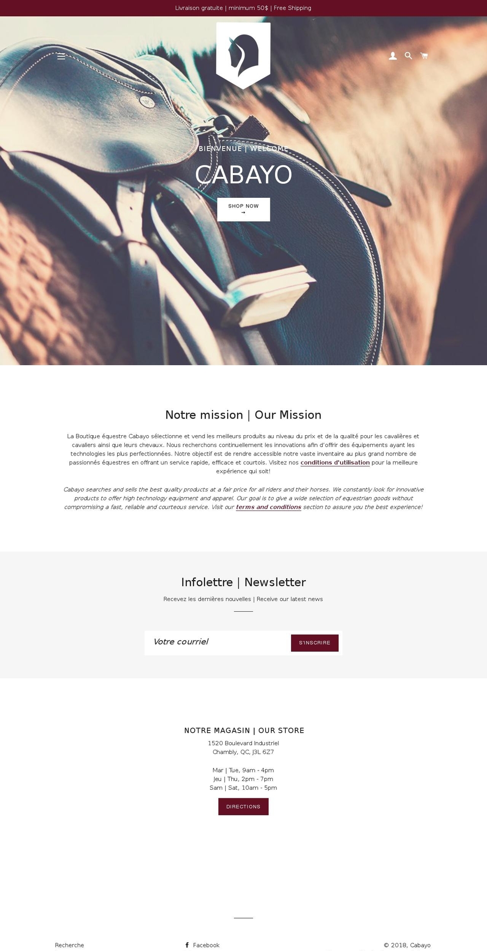 cabayo.com shopify website screenshot