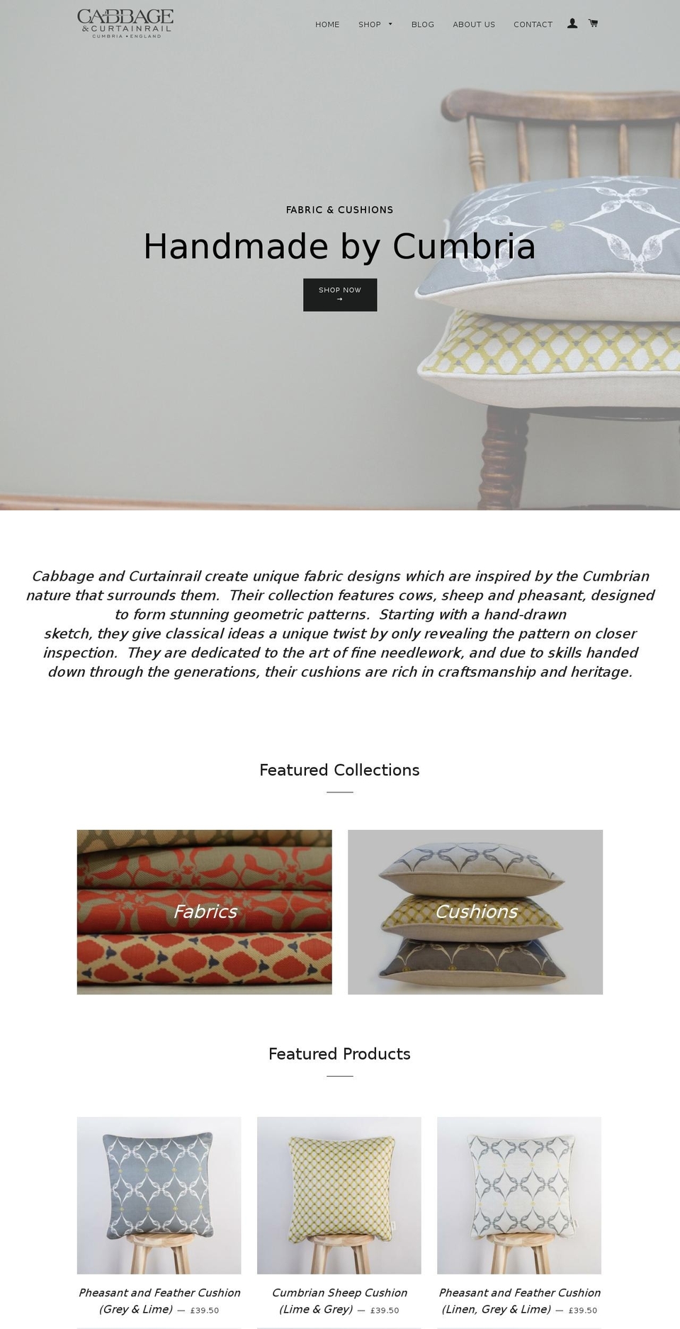 cabbageandcurtainrail.com — Shopify storefront screenshot