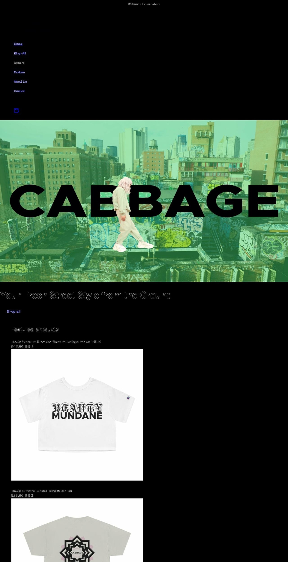 cabbageart.com shopify website screenshot