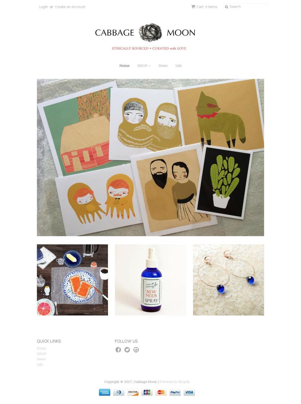 cabbagemoon.com shopify website screenshot