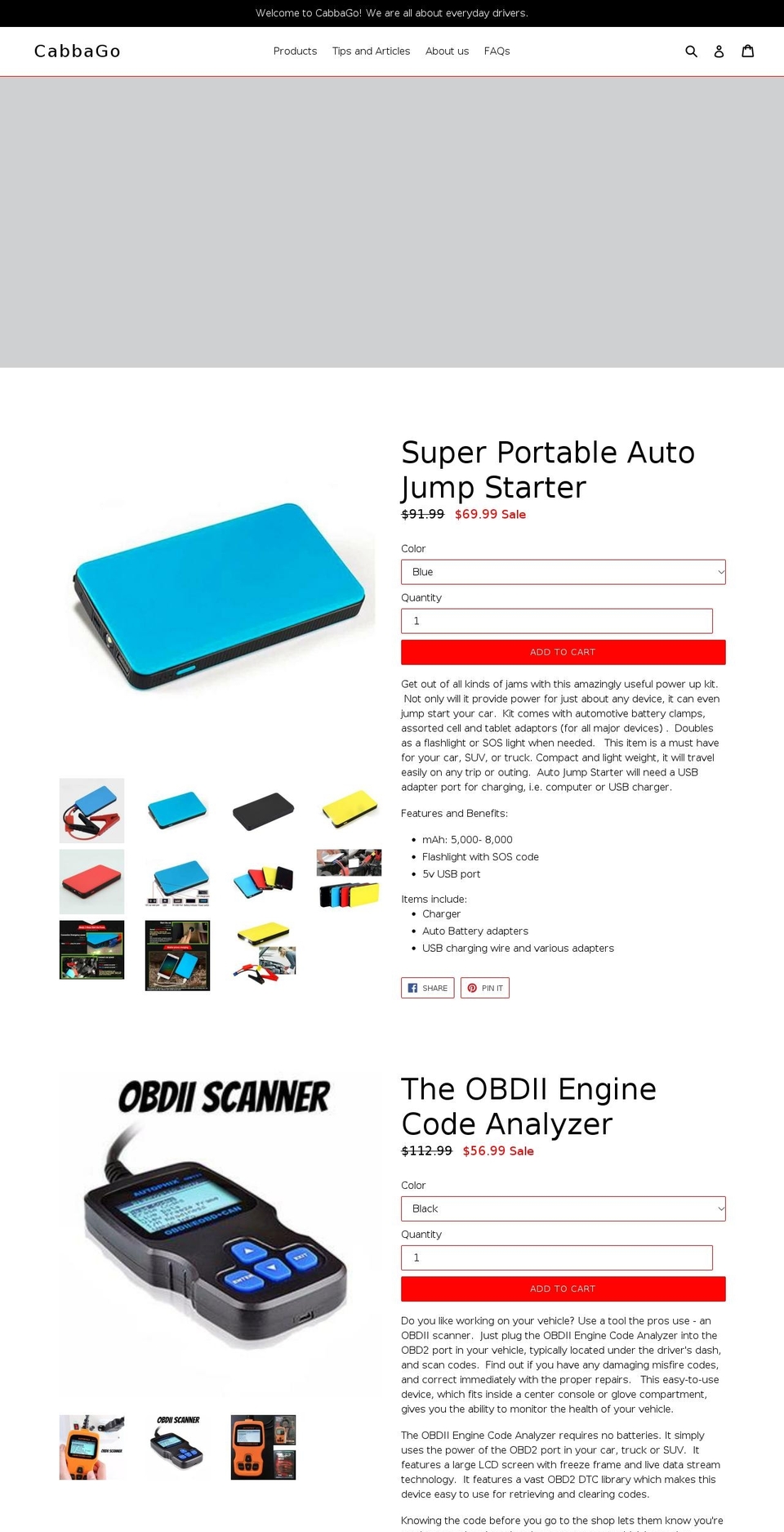 cabbago.com — Shopify storefront screenshot