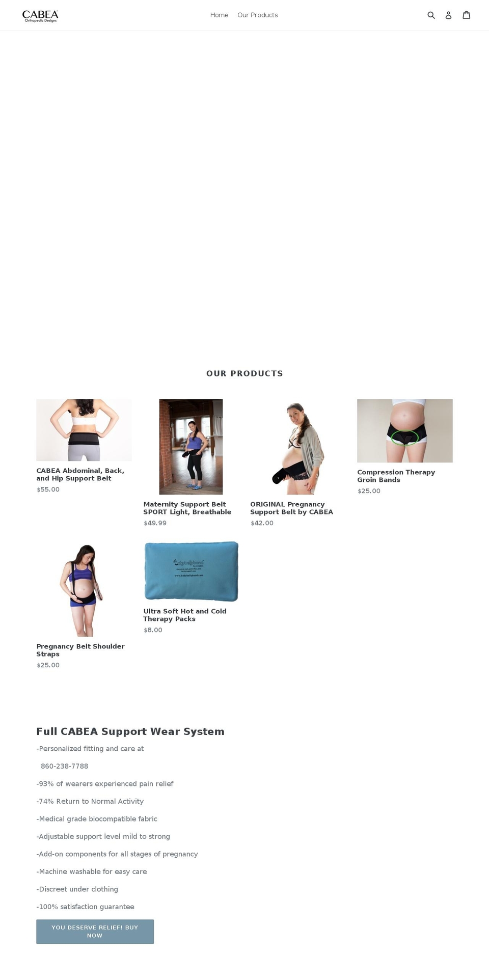 cabeasupportwear.com — Shopify storefront screenshot