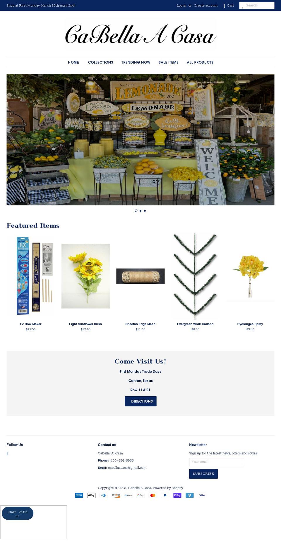 cabellaacasa.com shopify website screenshot