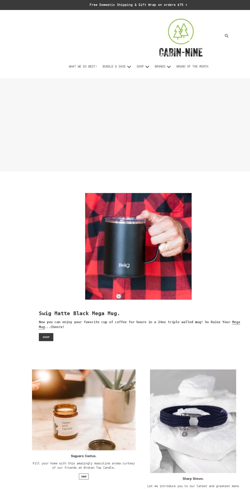 cabin-nine.com shopify website screenshot