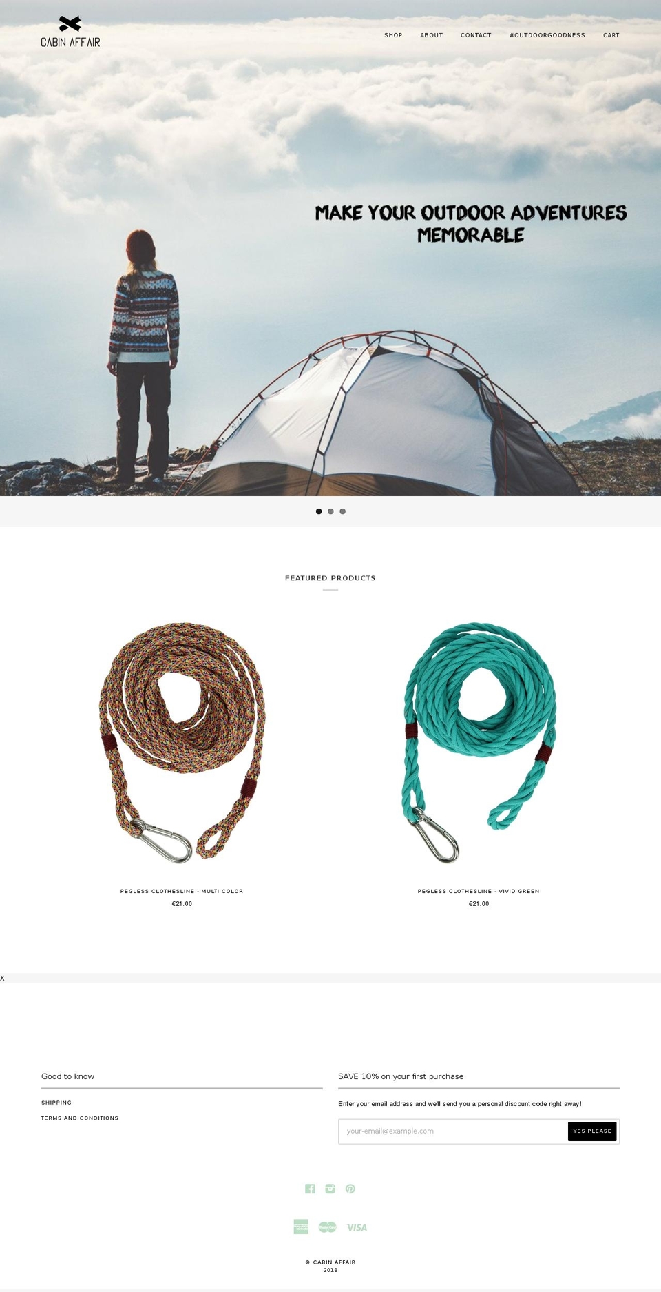 cabinaffair.com — Shopify storefront screenshot