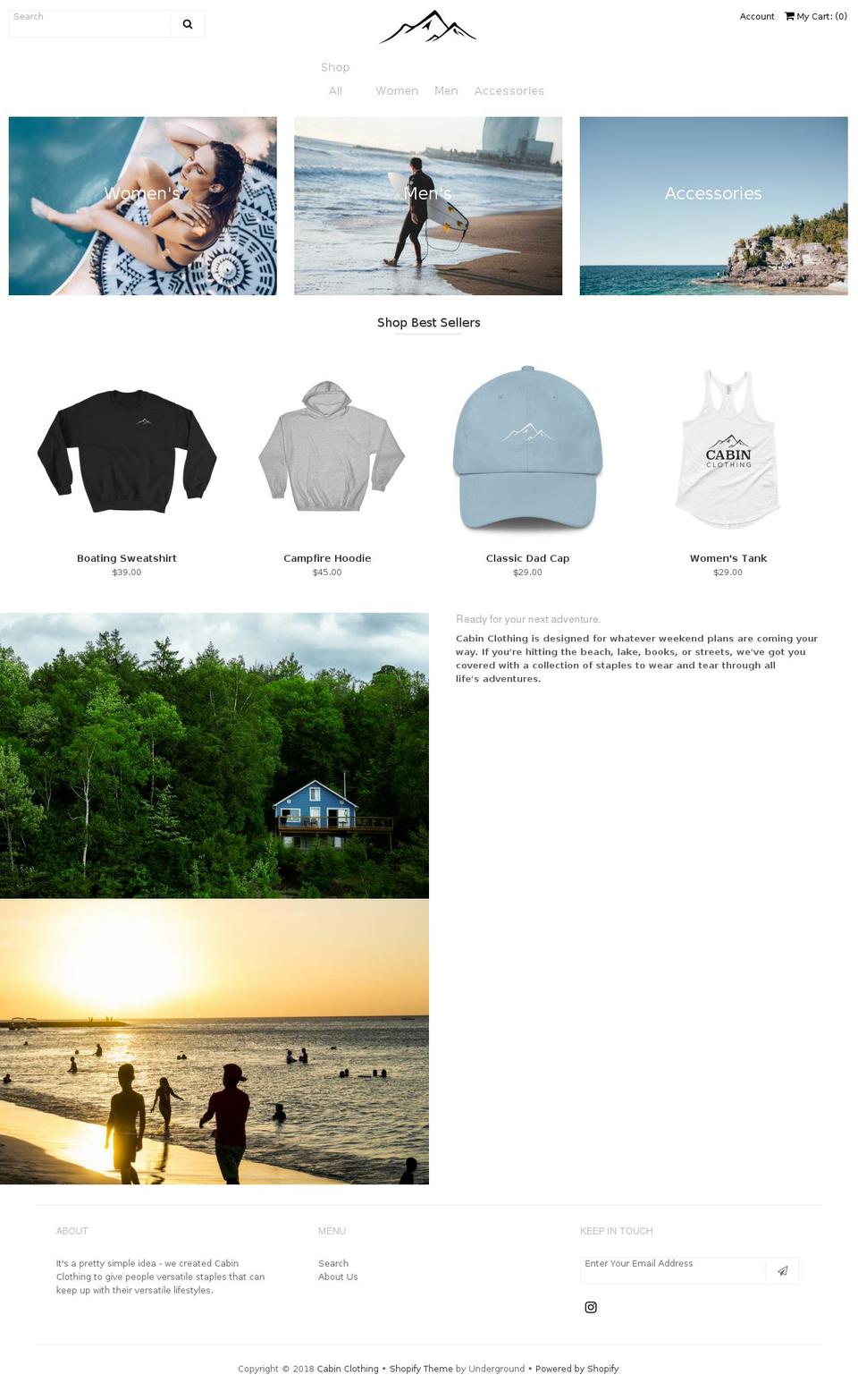 cabinclothing.com — Shopify storefront screenshot