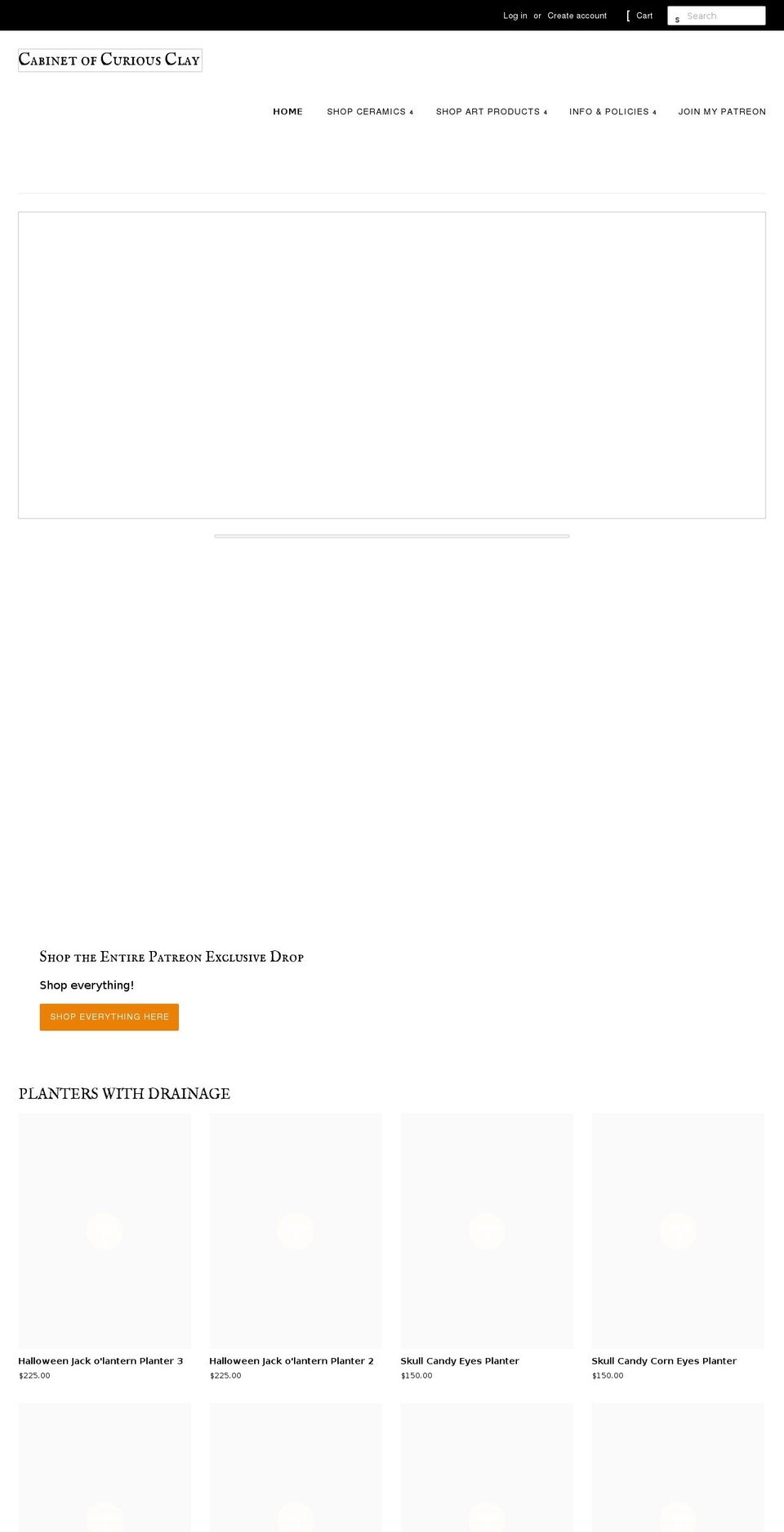 cabinetofcuriousclay.com shopify website screenshot