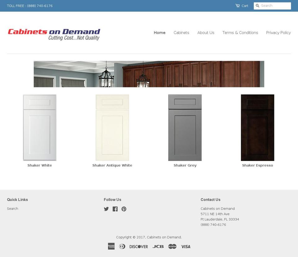 cabinetsondemand.com shopify website screenshot