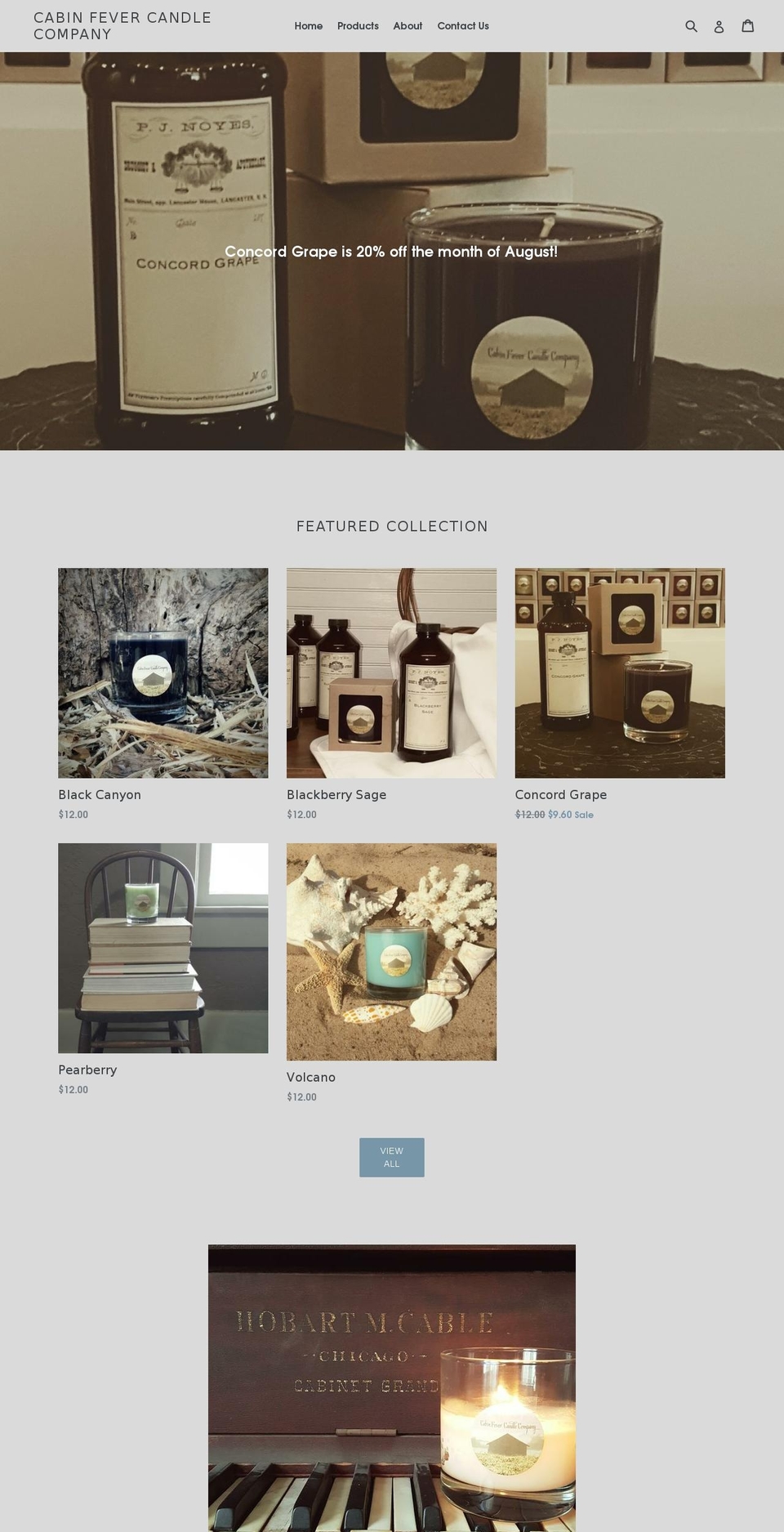 cabinfevercandlecompany.com — Shopify storefront screenshot