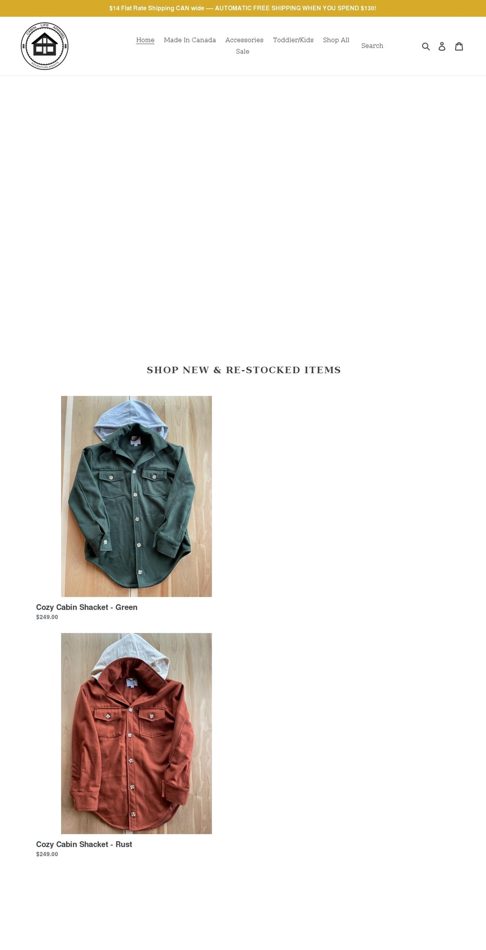 cabinlifeapparel.ca shopify website screenshot