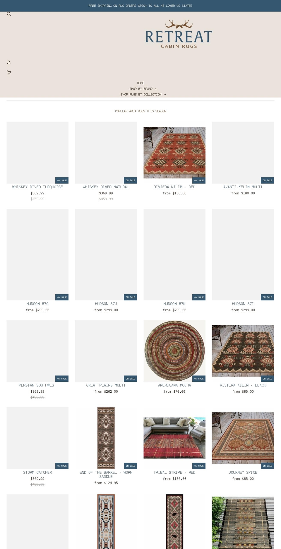 cabinrugs.com shopify website screenshot