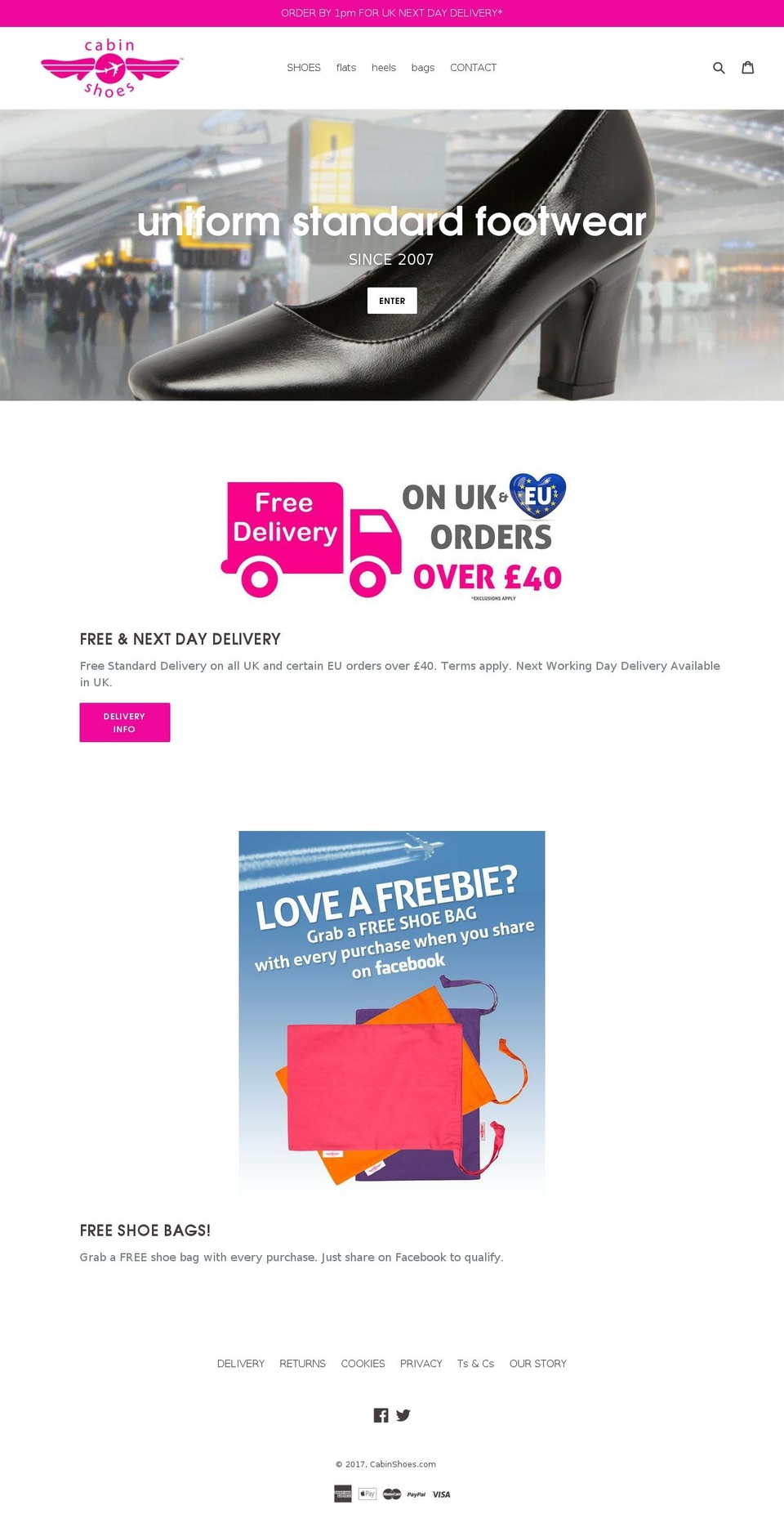 cabinshoes.com shopify website screenshot