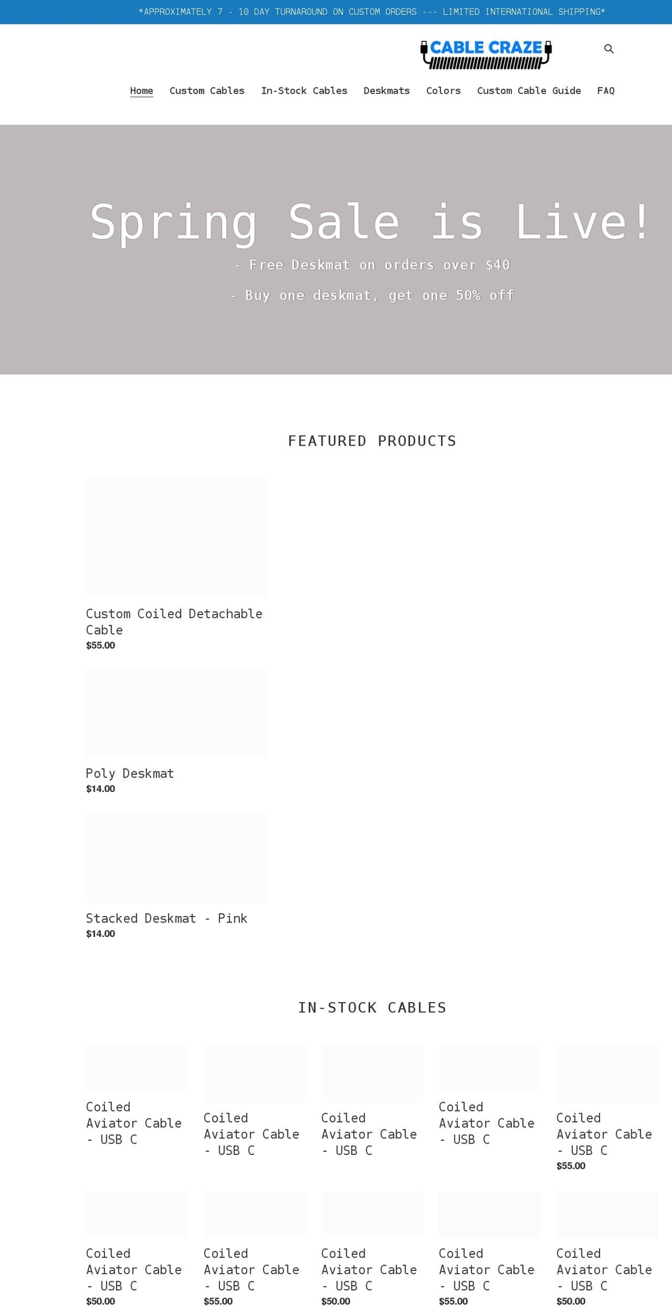 cablecraze.net shopify website screenshot