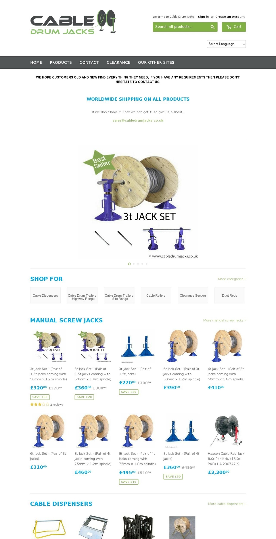 cabledrumjacks.co.uk shopify website screenshot